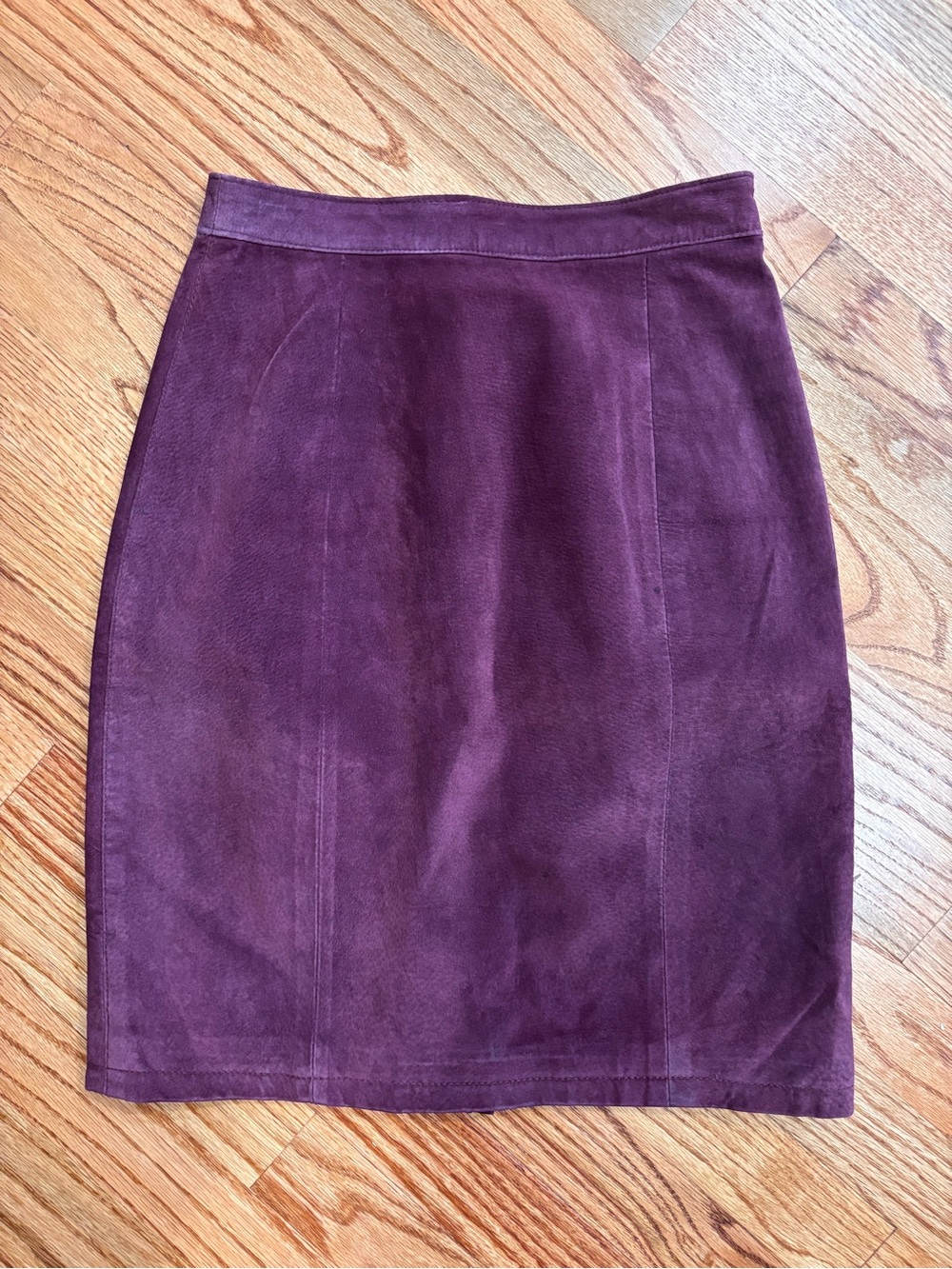 Vintage Plum Suede Pencil Skirt - Deep Berry